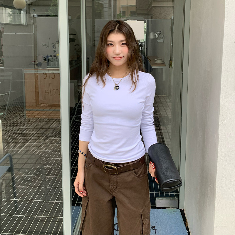 橘子树在哪儿白色正肩长袖t恤女图片