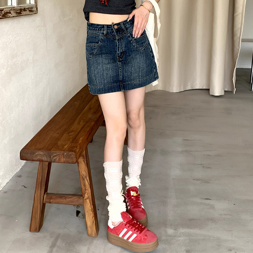 橘子树在哪儿复古竹节牛仔半身裙