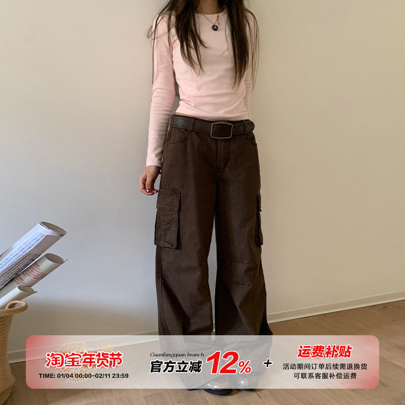 橘子树在哪儿美式复古工装裤女秋季设计感提臀阔腿显瘦大口袋裤子,女装/女士精品,休闲裤,淘宝优惠券,粉丝福利购,淘宝优惠卷