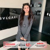 修身 橘子树在哪儿韩系圆领长袖 连衣裙女秋季 显瘦气质内搭a字裙子