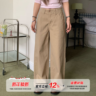 弹力直筒显瘦裤 女秋季 橘子树在哪儿复古卡其色牛仔裤 子 限时价