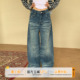 设计感阔腿显瘦拖地裤 女款 子 冬季 橘子树在哪儿复古猫须蓝色牛仔裤