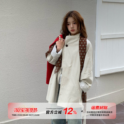 橘子树在哪儿复古单粒扣风衣外套