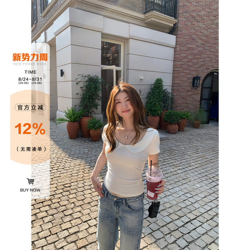 橘子树在哪儿娃娃领短袖t恤女夏
