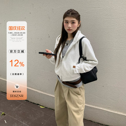 橘子树在哪儿短款连帽卫衣外套女