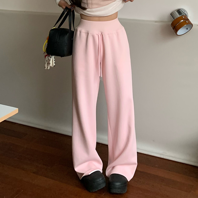 【限时价】橘子树在哪儿复古高腰运动卫裤女春季垂感显瘦休闲裤子