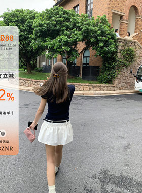 橘子树在哪儿白色格子半身裙女夏