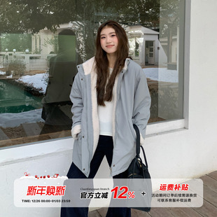 橘子树在哪儿美式 高级感保暖休闲百搭厚外套 羊羔毛派克棉服女冬季