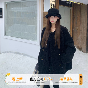 橘子树在哪儿双排扣羊羔毛外套女冬季高级感保暖软糯宽松显瘦大衣