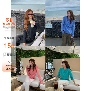 橘子树在哪儿复古炒盐做旧长袖t恤女秋季款松弛感宽松显瘦打底衫