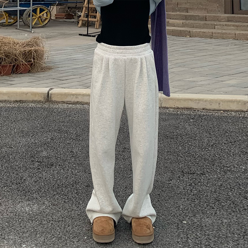 橘子树在哪儿灰色休闲加绒卫裤
