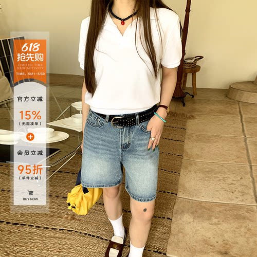 橘子树在哪儿美式复古五分牛仔裤