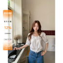 橘子树在哪儿法式白色蕾丝中袖衬衫女夏季设计感遮肉收腰显瘦上衣