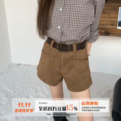 橘子树在哪儿复古卡其色休闲短裤