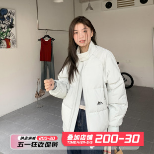 纯色百搭中性风宽松保暖厚外套 橘子树在哪儿90绒立领羽绒服女冬季