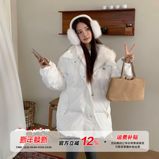 厚外套 宽松保暖巨好看冬装 橘子树在哪儿美式 90白鸭绒羽绒服女冬季