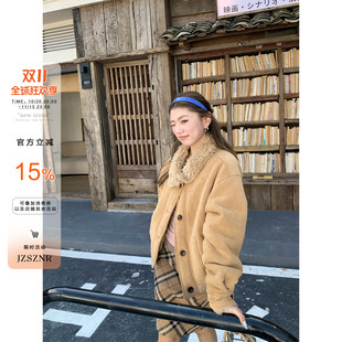 橘子树在哪儿复古麂皮羊羔毛外套女冬保暖氛围感显瘦皮毛一体上衣