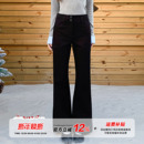 子 女冬设计感简约弹力直筒显瘦裤 橘子树在哪儿黑色高腰双扣西装 裤