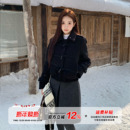 橘子树在哪儿小香风牛角扣圈圈呢外套女冬季 上衣 夹棉显瘦气质短款