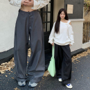 橘子树在哪儿灰色阔腿西装 裤 女春秋高级感垂感宽松休闲直筒拖地裤