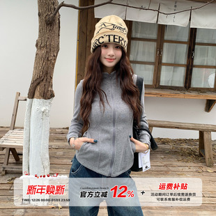 修身 橘子树在哪儿韩系灰色立领外套女冬季 显瘦正肩上衣 限时价