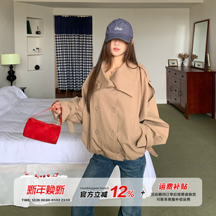 纯棉休闲显瘦上衣 橘子树在哪儿韩系立领风衣外套女秋季 限时价