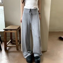橘子树在哪儿高腰凉感休闲裤女夏季垂感直筒窄版弹力百搭显瘦裤子