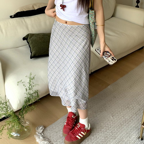 橘子树在哪儿复古格子半身裙女夏