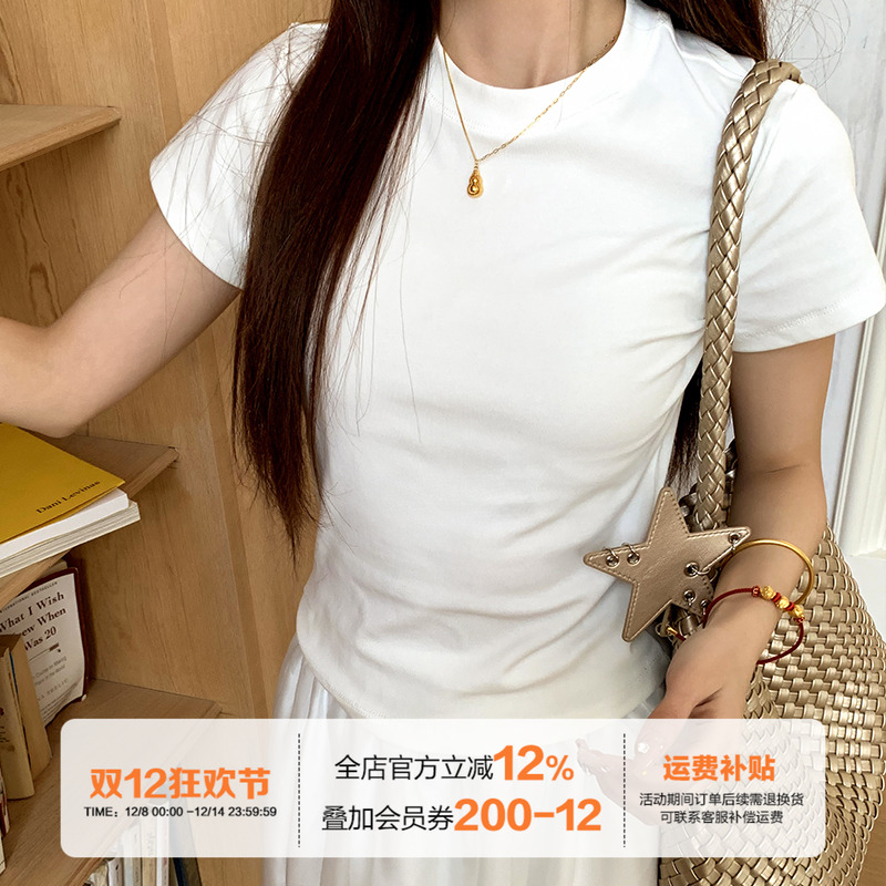 橘子树在哪儿正肩圆领短袖t恤女