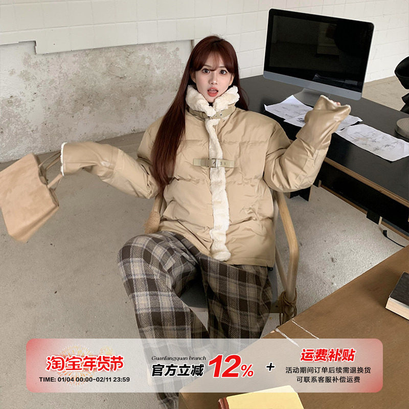 橘子树在哪儿复古设计感扣子立领棉服女冬季羊羔绒防风保暖厚外套,女装/女士精品,棉衣/棉服,淘宝优惠券,粉丝福利购,淘宝优惠卷