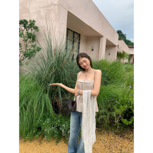 橘子树在哪儿韩系蝴蝶结吊带背心女夏季设计感细肩带显瘦甜酷上衣
