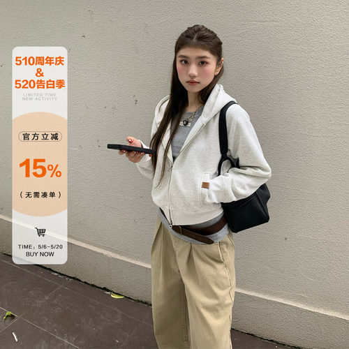 橘子树在哪儿短款连帽卫衣外套女