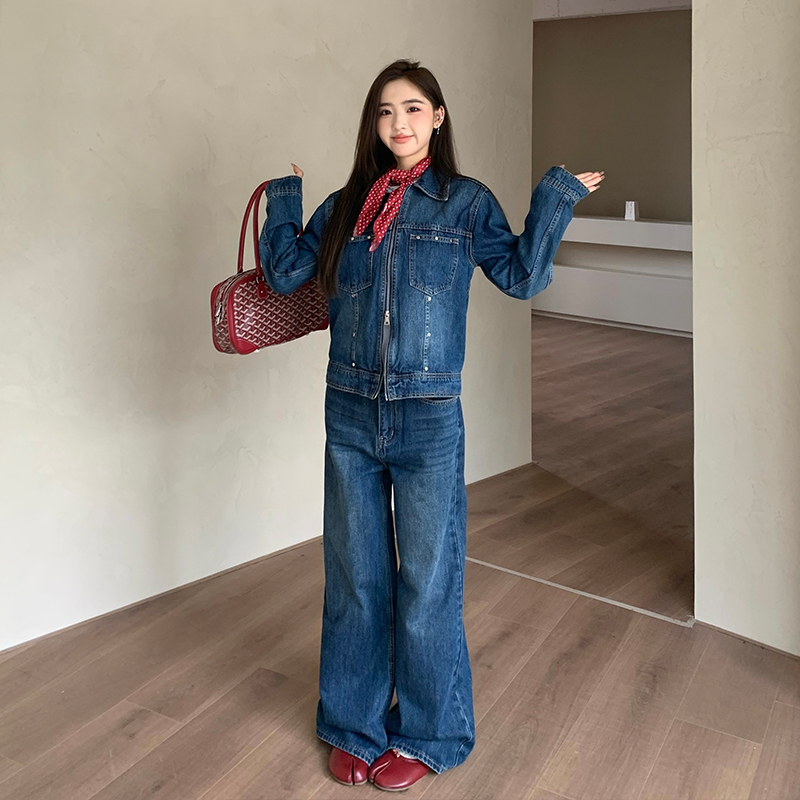 橘子树在哪儿复古牛仔套装女秋季