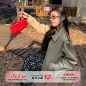 橘子树在哪儿复古翻领夹克外套女秋季 清仓价 纯棉休闲百搭上衣