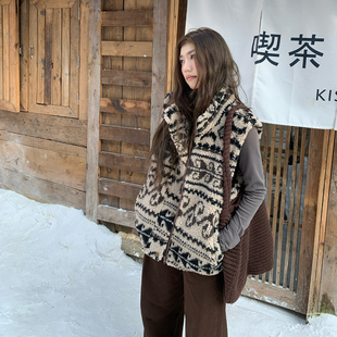 橘子树在哪儿费尔岛羊羔毛马甲外套女秋季款外搭宽松显瘦百搭马夹