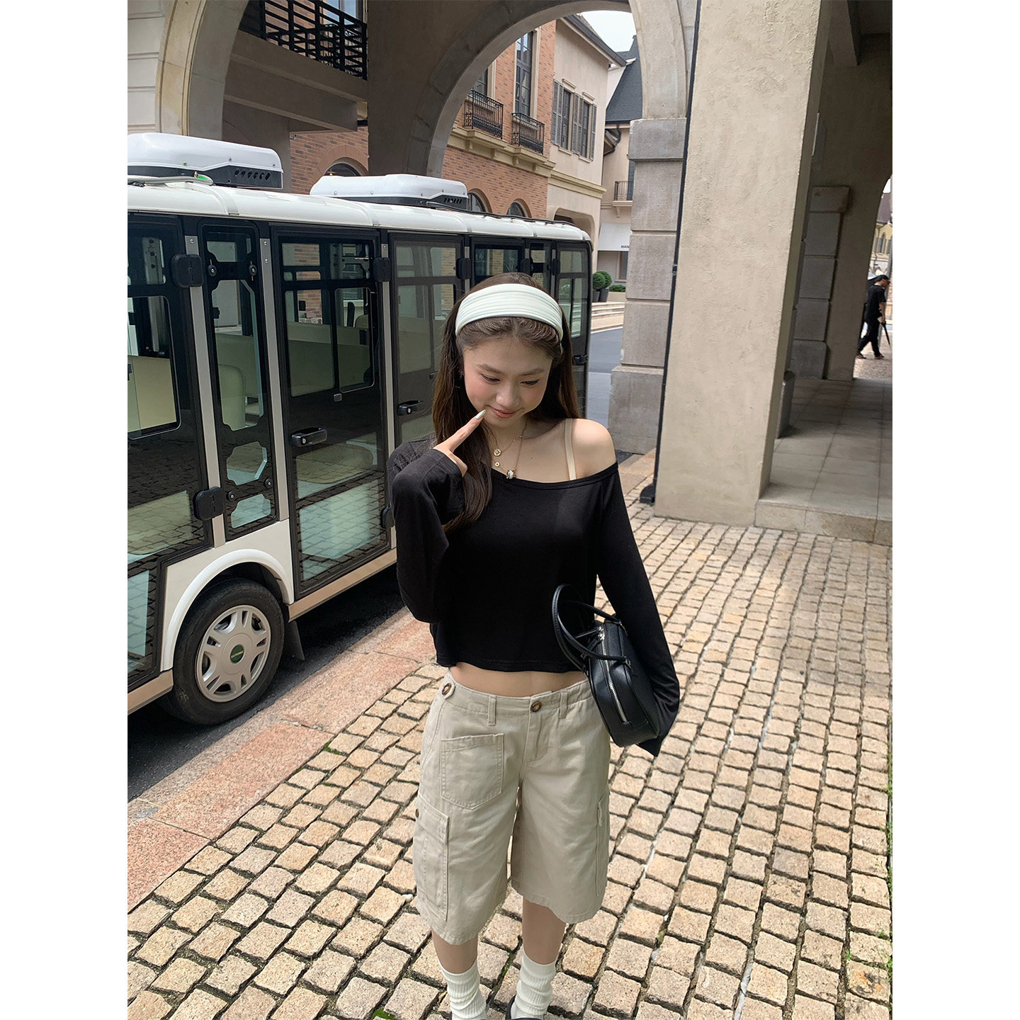 橘子树在哪儿韩系斜肩面膜长袖t恤女夏季防晒罩衫显瘦喇叭袖上衣