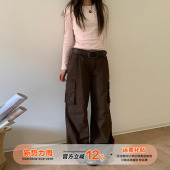 设计感提臀阔腿显瘦大口袋裤 橘子树在哪儿美式 女秋季 裤 子 复古工装