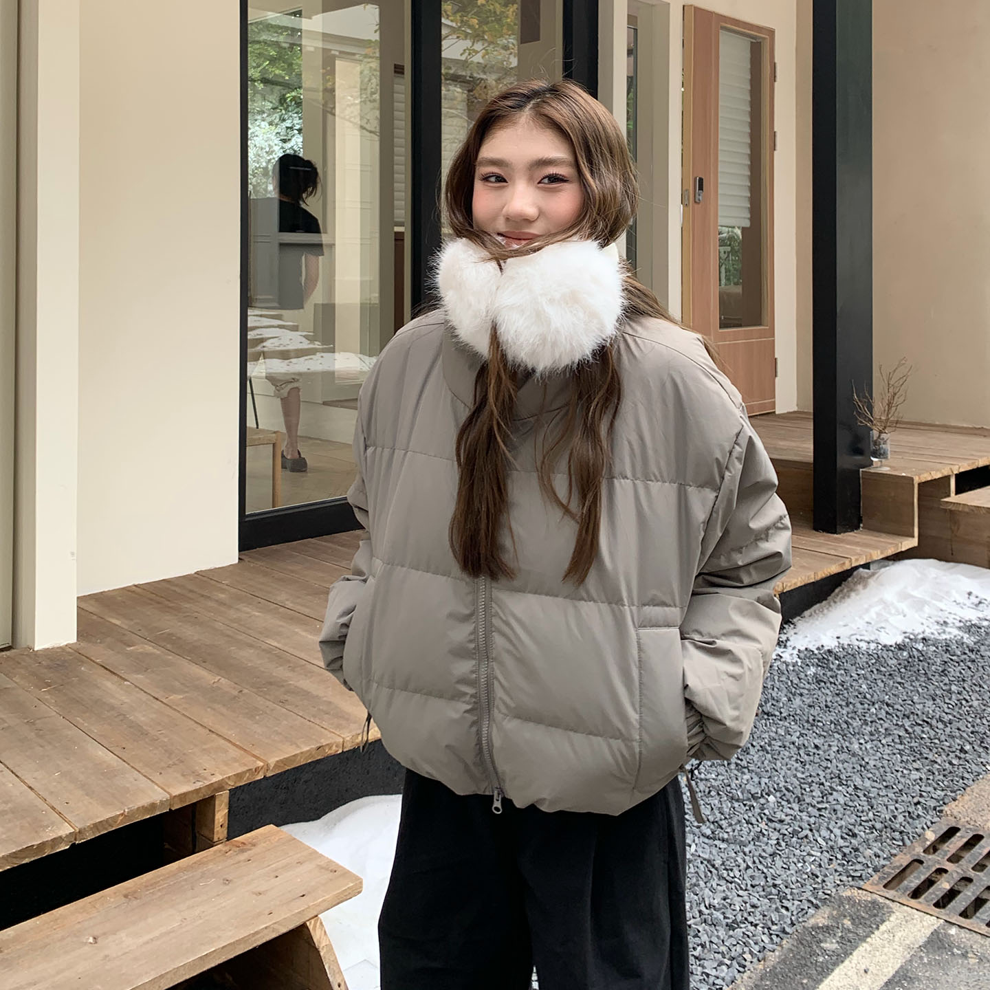 橘子树在哪儿肯豆风短款羽绒服女