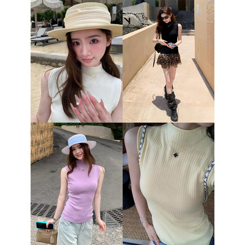 【清仓价】半高领吊带背心女夏