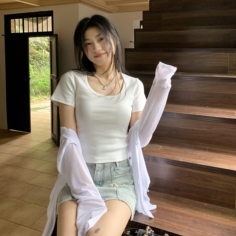 【5折款】橘子树在哪儿短款正肩短袖T恤女夏季纯色修身半袖体恤,女装/女士精品,T恤,淘宝优惠券,粉丝福利购,淘宝优惠卷