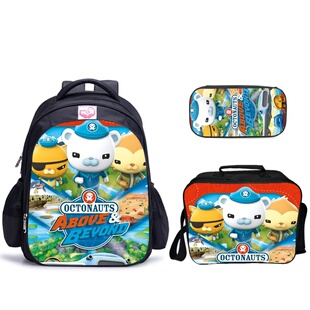 Octonauts Above Beyond主题三件套丛林河流背景印花书包餐包笔袋