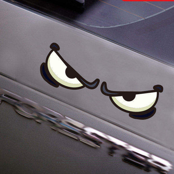 搞笑愤怒黑眼神反光防水车贴创意汽车摩托电动车头盔后窗装饰贴纸