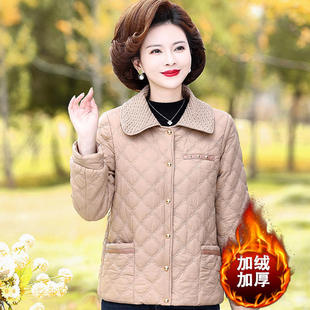 671 棉服KAK 妈妈秋冬加绒加厚棉衣外套新款 中老年人女小香风短款