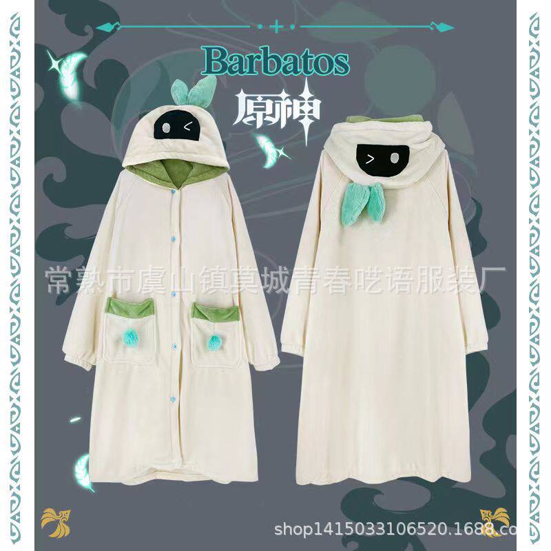 冬美乐蒂原神温迪风精灵cos狐狸加绒法兰绒家居服睡衣二次元睡袍