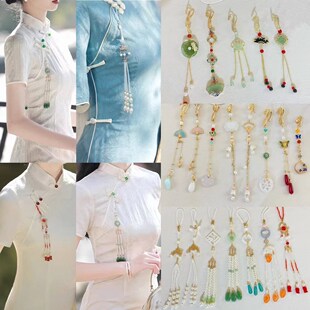 古风旗袍压襟挂件新中式挂襟国风衣服胸前挂坠高端精致配挂饰高档