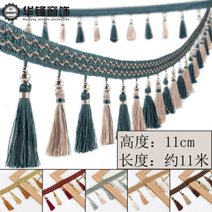 11公分窗帘吊穗花边帘头货车中式婚庆装饰花边双色吊球吊坠约11米