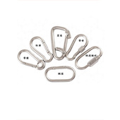 链条环形带锁连接挂扣 登山保险安全扣 304不锈钢快速接环 弹簧扣