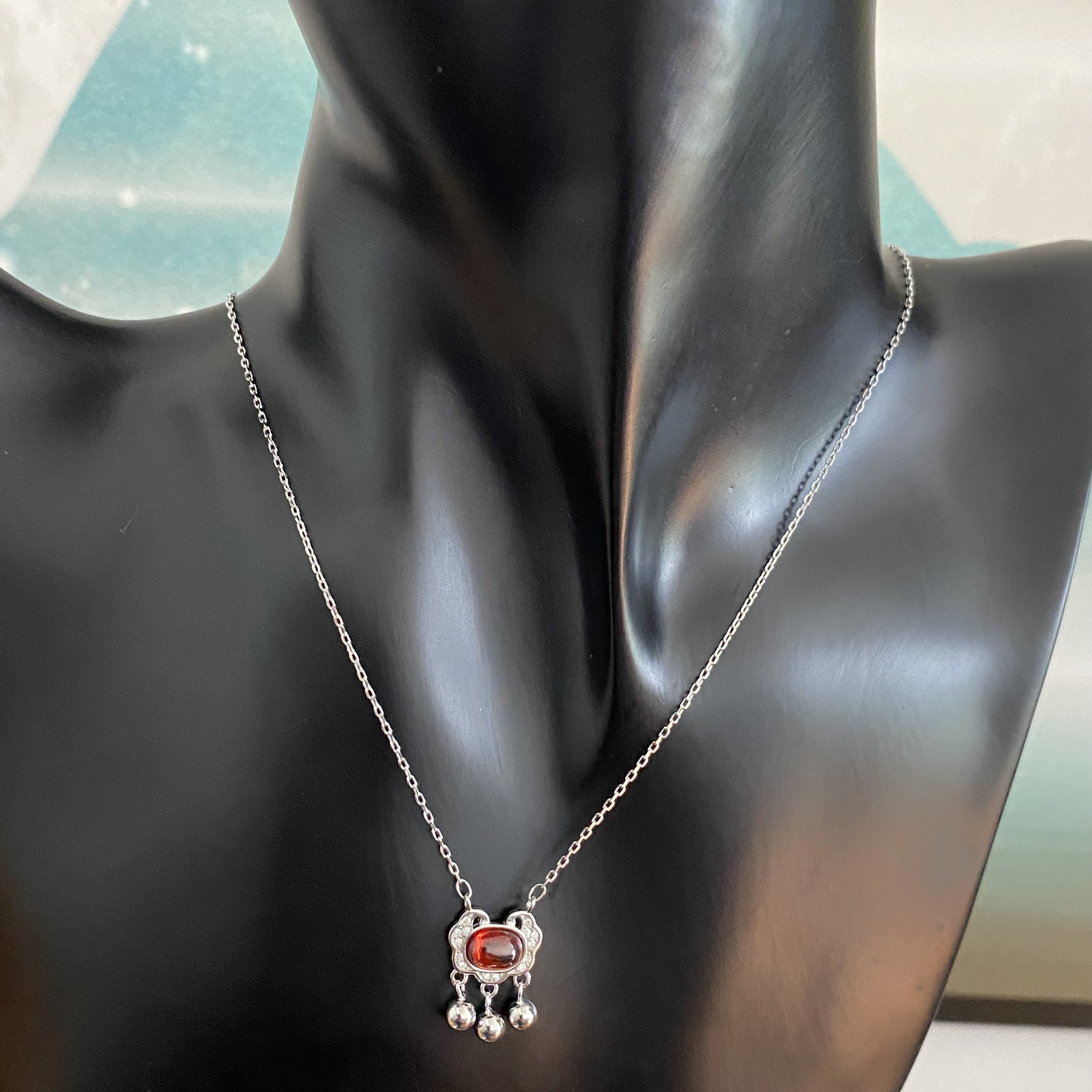 925纯银吊坠女士锁骨链