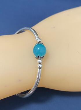 S925银手链托手镯空托女款儿童