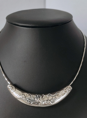 大人女士遮疤银坠子925纯银项圈复古弯管泰银吊坠蛇骨链锁骨项链